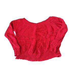 Maurices Red Knit Sweater Wide Neck Acrylic Women's Plus 2X 2 Long Sleeve